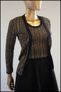 Vintage 1970s Gold Metallic Vest and Cardigan Set