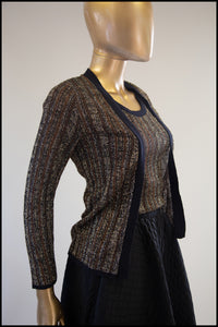 Vintage 1970s Gold Metallic Vest and Cardigan Set