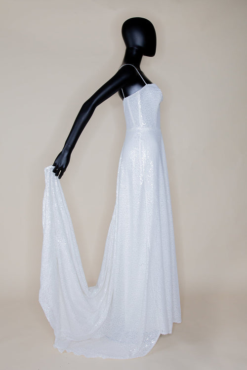 bridal gown white sequin old hollywood style wedding dress by designer Alexandra King