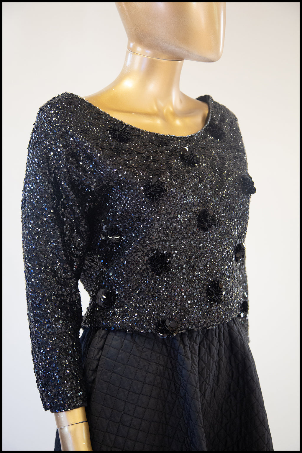 Vintage 1960s Black Polka Dot Sequin Top