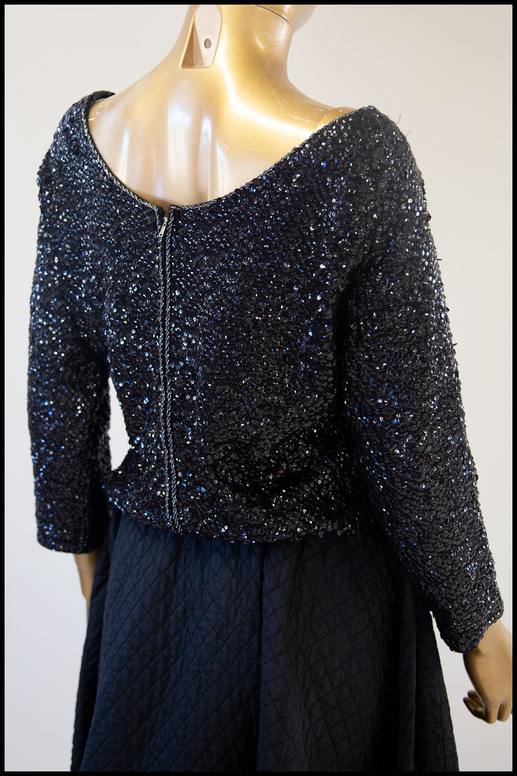 Vintage 1960s Black Polka Dot Sequin Top