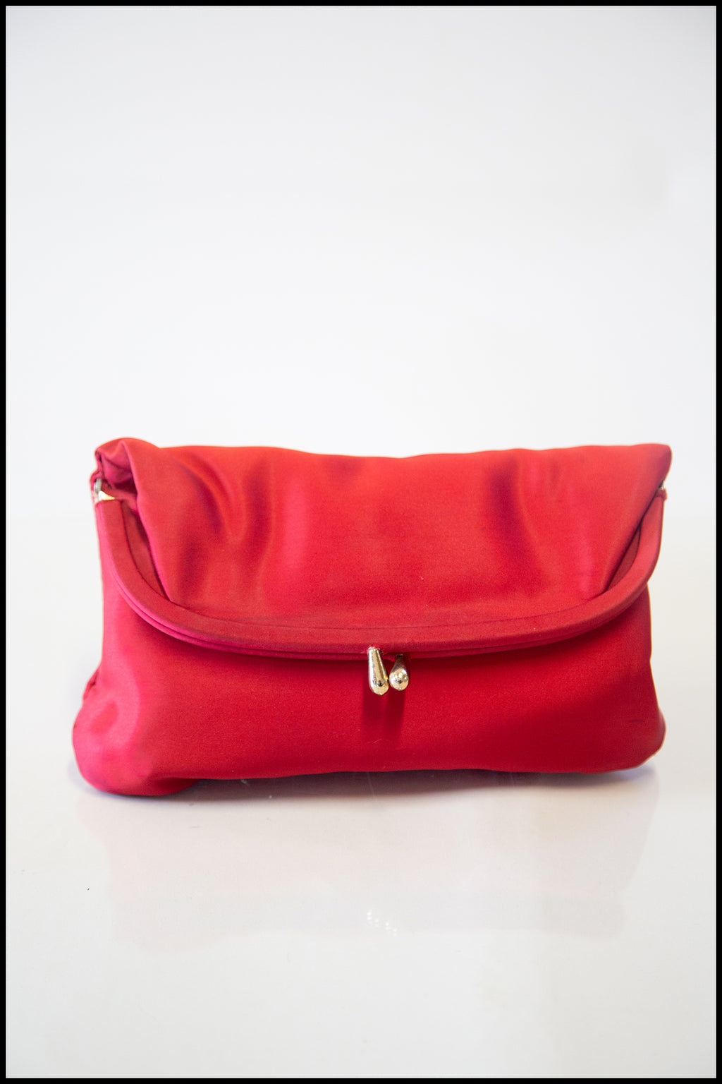 Vintage 1950s Red Satin Clutch Bag