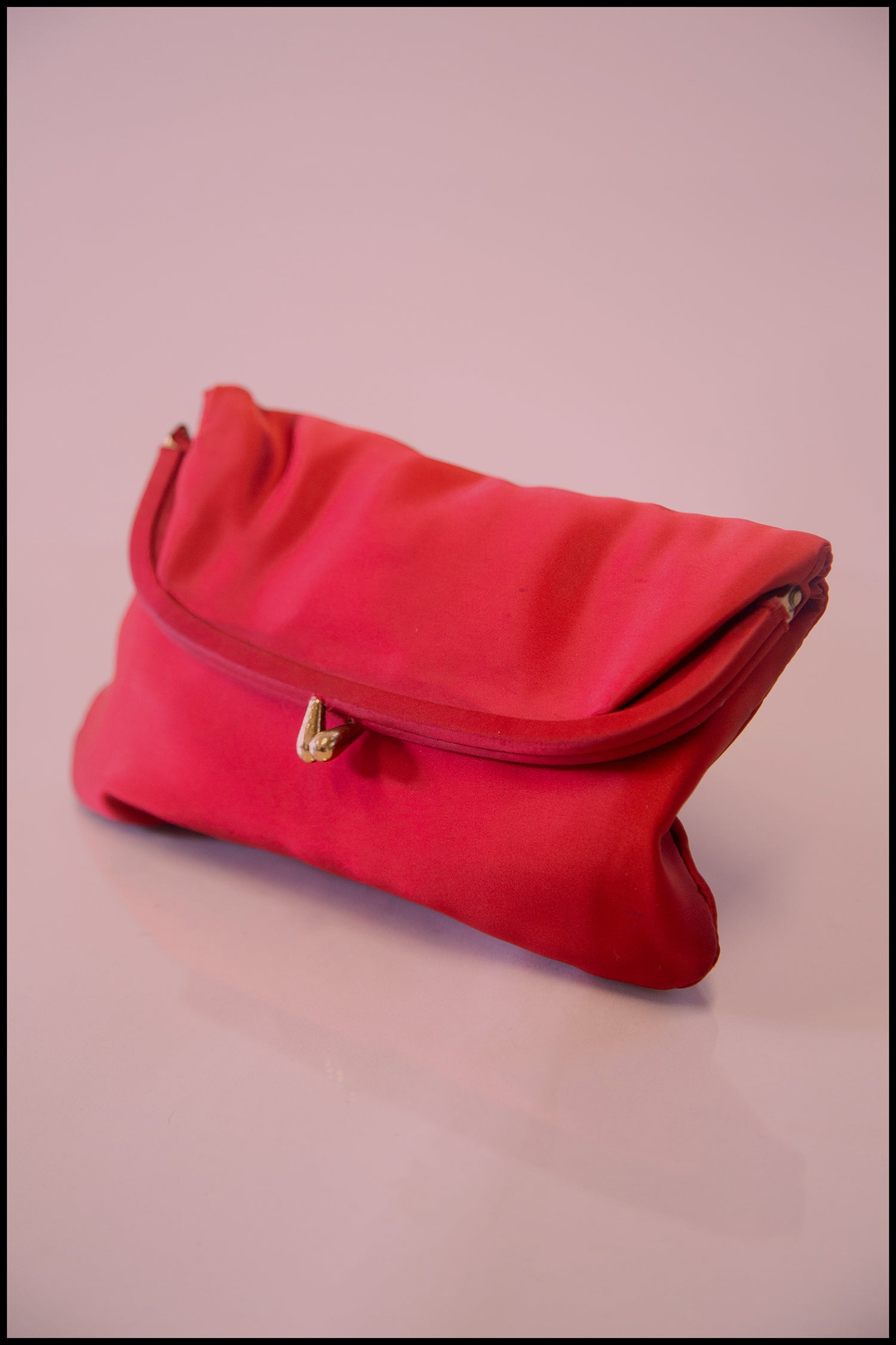 Vintage 1950s Red Satin Clutch Bag