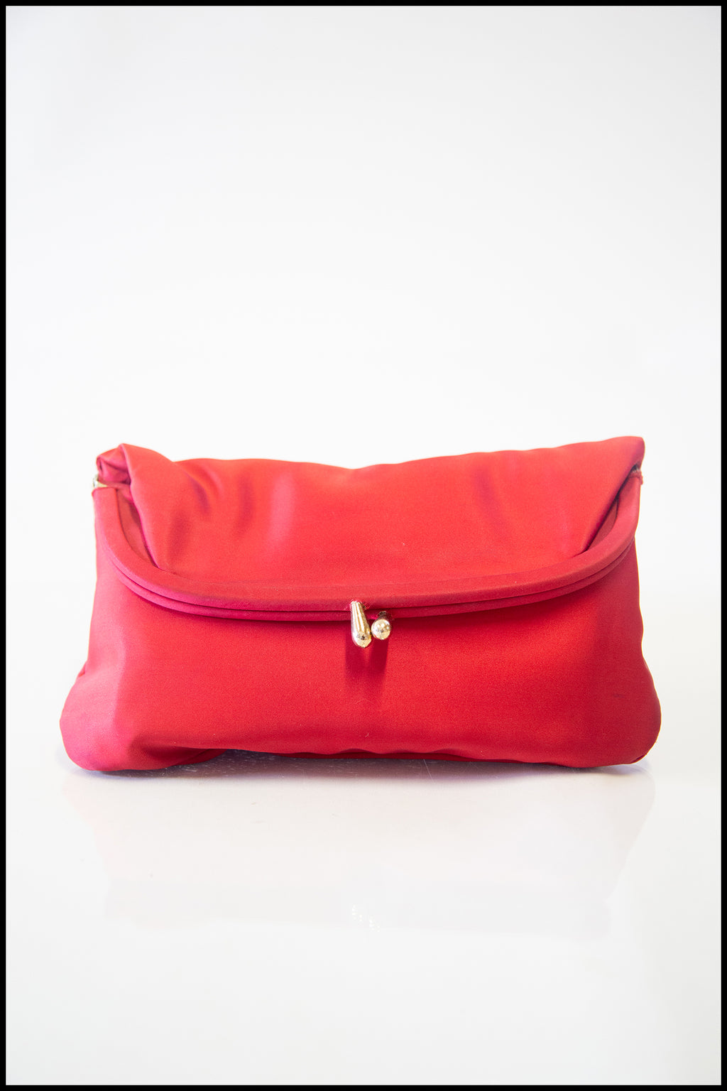 Vintage 1950s Red Satin Clutch Bag