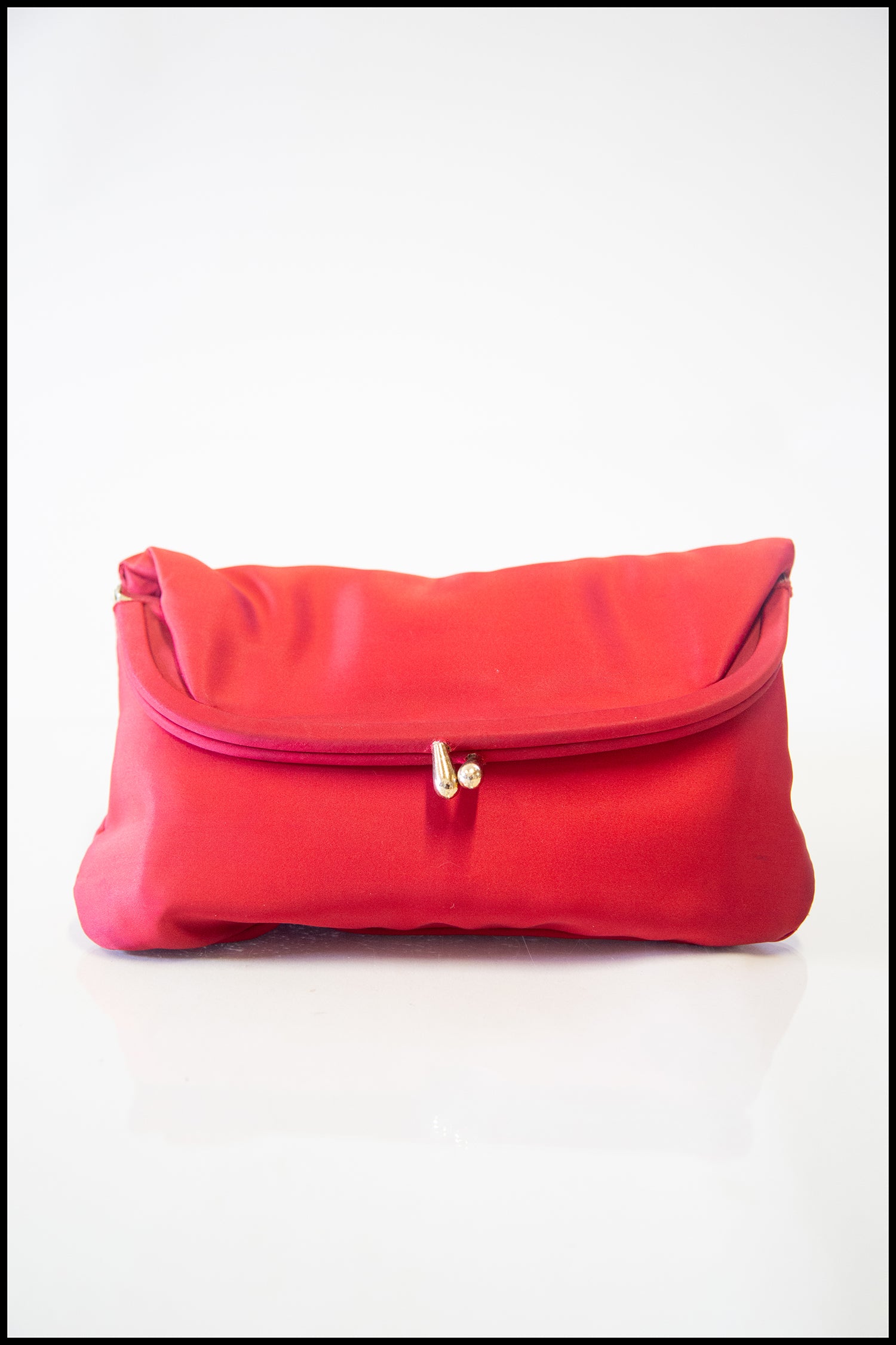 Vintage 1950s Red Satin Clutch Bag