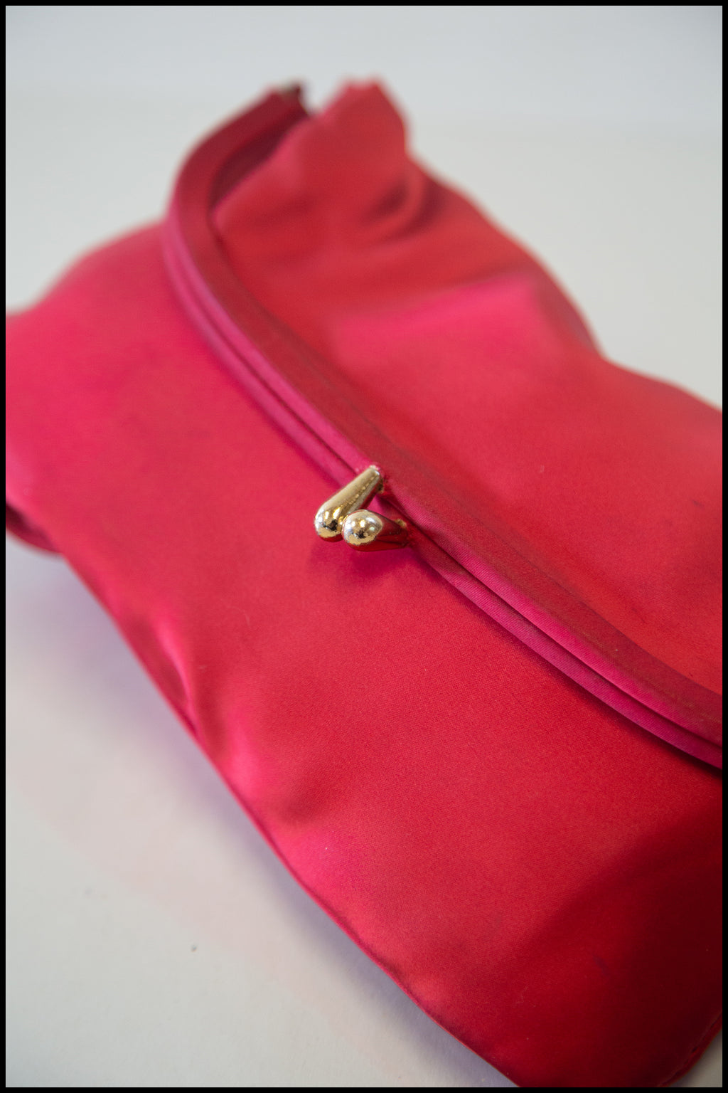 Vintage 1950s Red Satin Clutch Bag