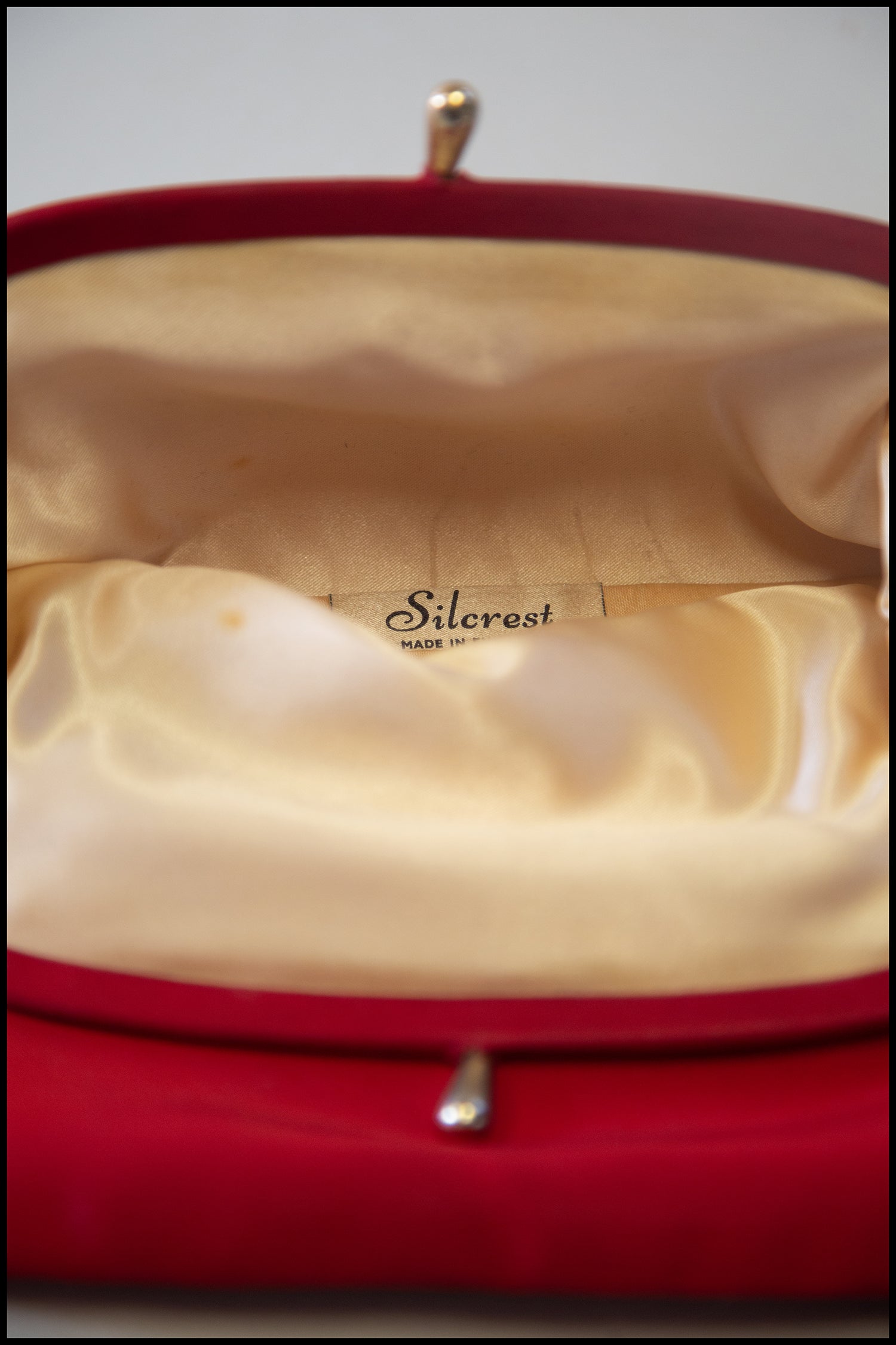 Vintage 1950s Red Satin Clutch Bag