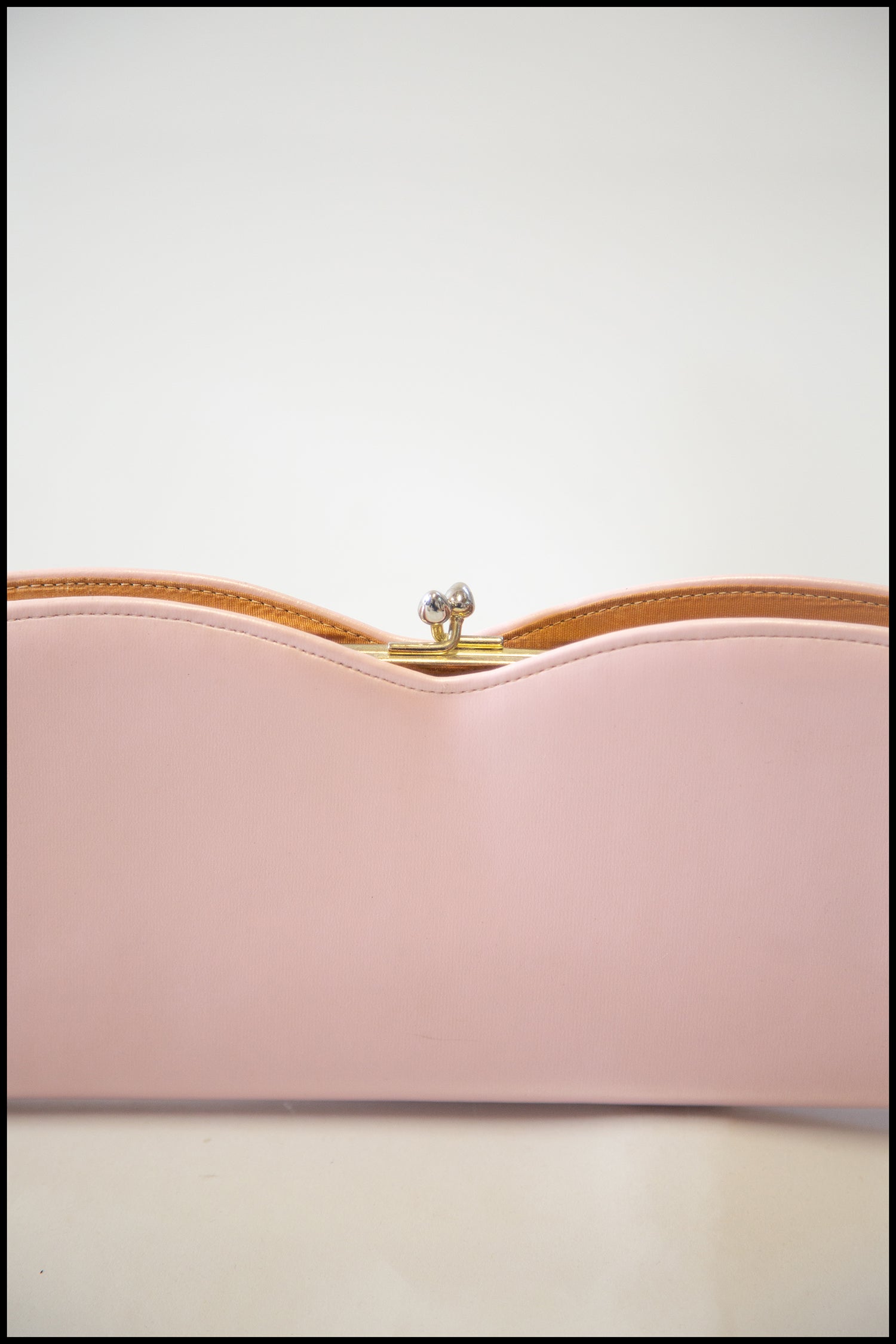 Vintage 1960s Pink Pearlescent Leather Clutch Bag