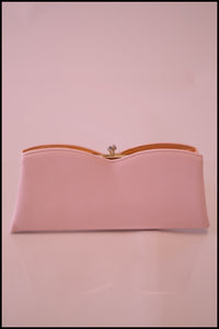 Vintage 1960s Pink Pearlescent Leather Clutch Bag