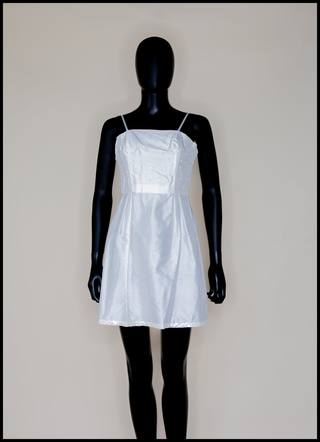 Clara - Beaded Silk Georgette Mini Dress with Ostrich Feather Hem - S