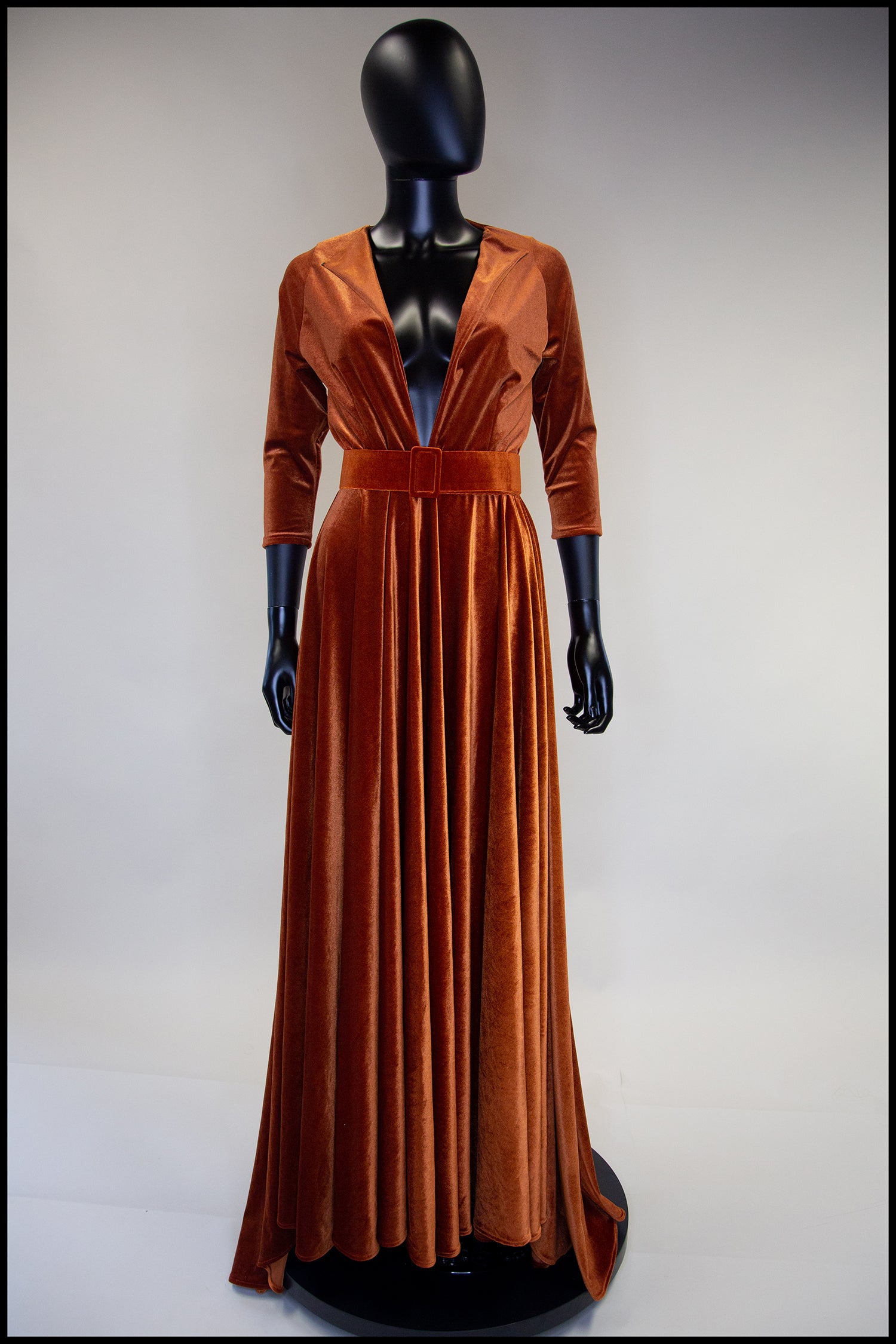 Amber - Burnt Orange Velvet Maxi Dress ALEXANDRA-KING Amber - Burnt Orange Velvet Maxi Dress ALEXANDRA-KING
