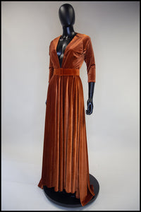 alexandra king velvet cinnamon maxi dress