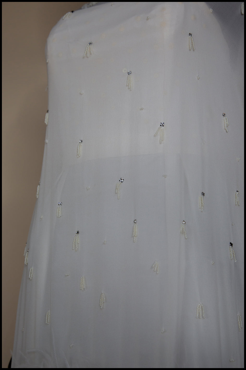 Clara - Beaded Silk Georgette Mini Dress with Ostrich Feather Hem - S