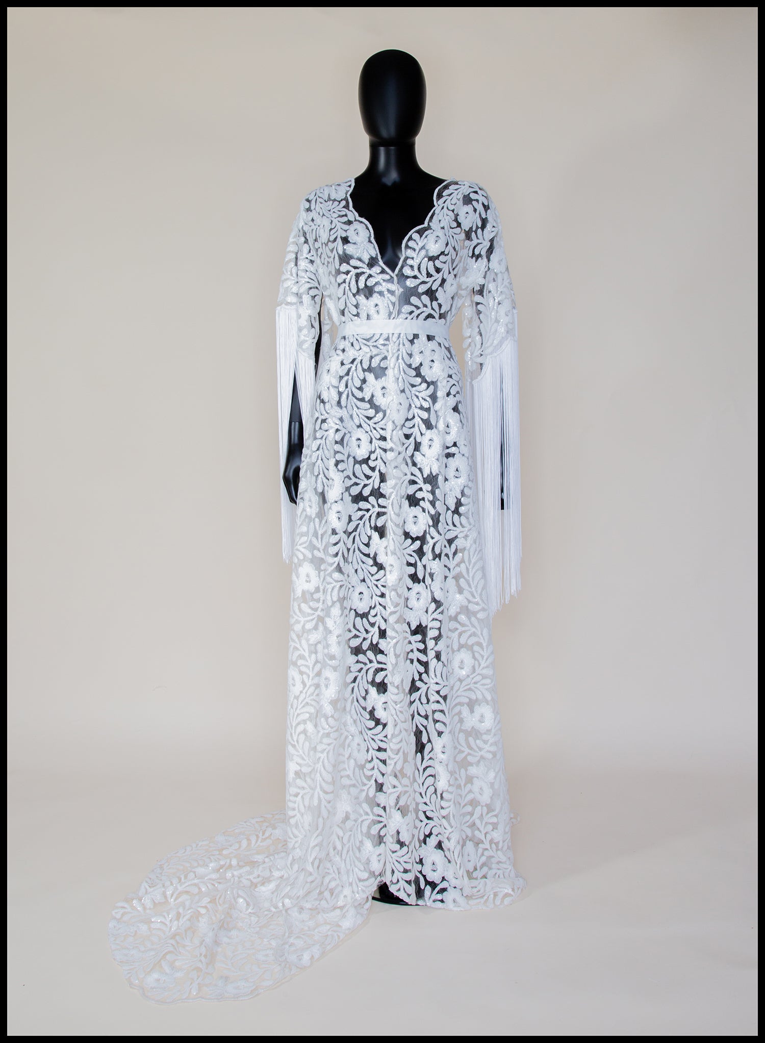 Zelda Sequin Floral Tasseled Robe Gown - S /M