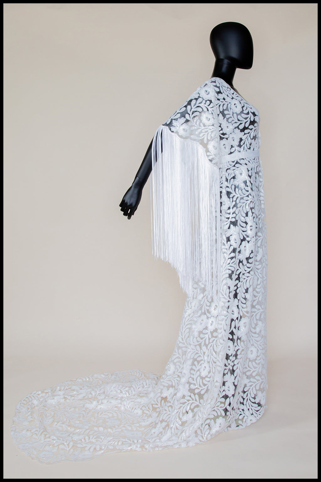 Zelda Sequin Floral Tasseled Robe Gown - S /M