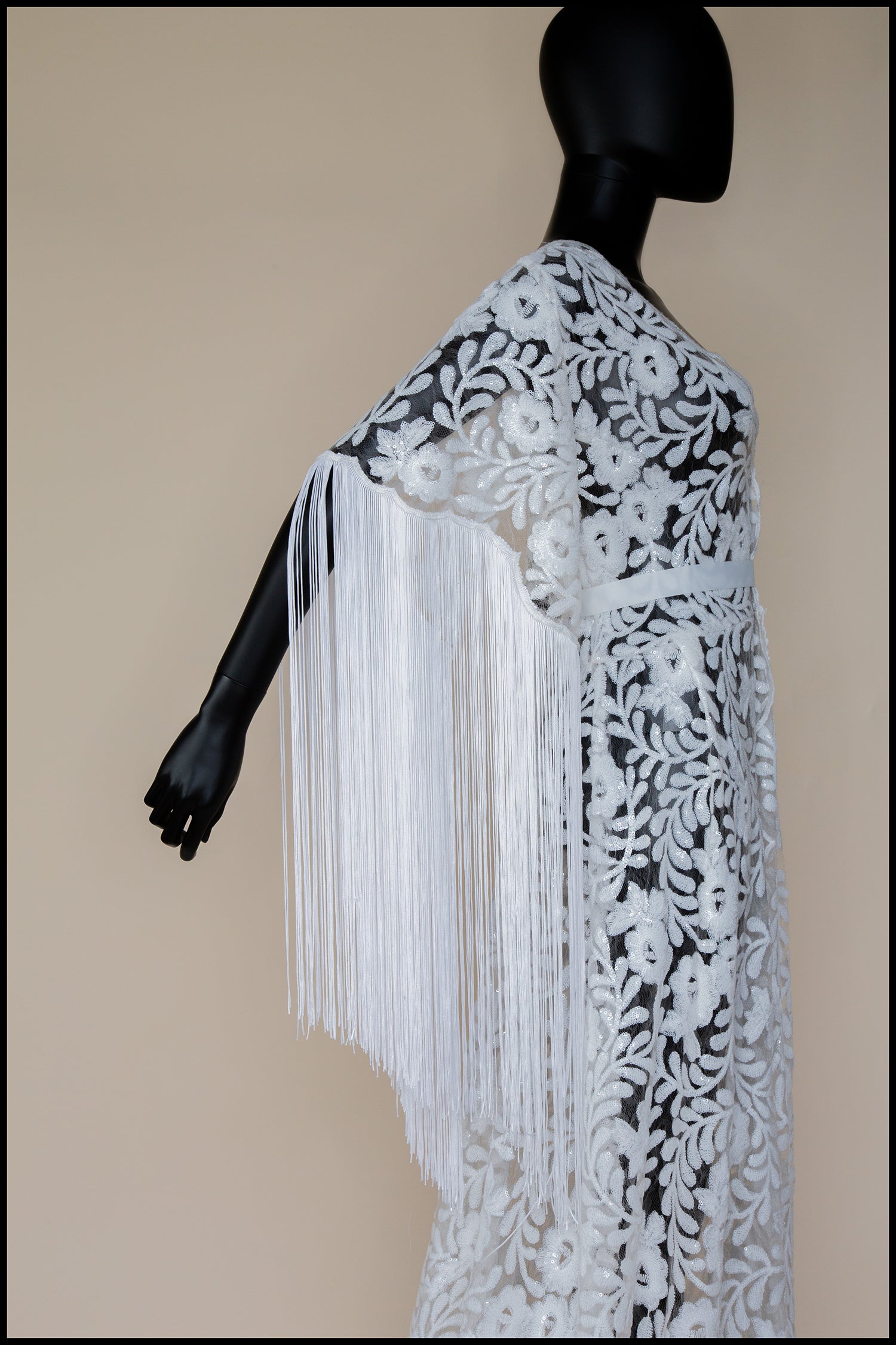 Zelda Sequin Floral Tasseled Robe Gown - S /M
