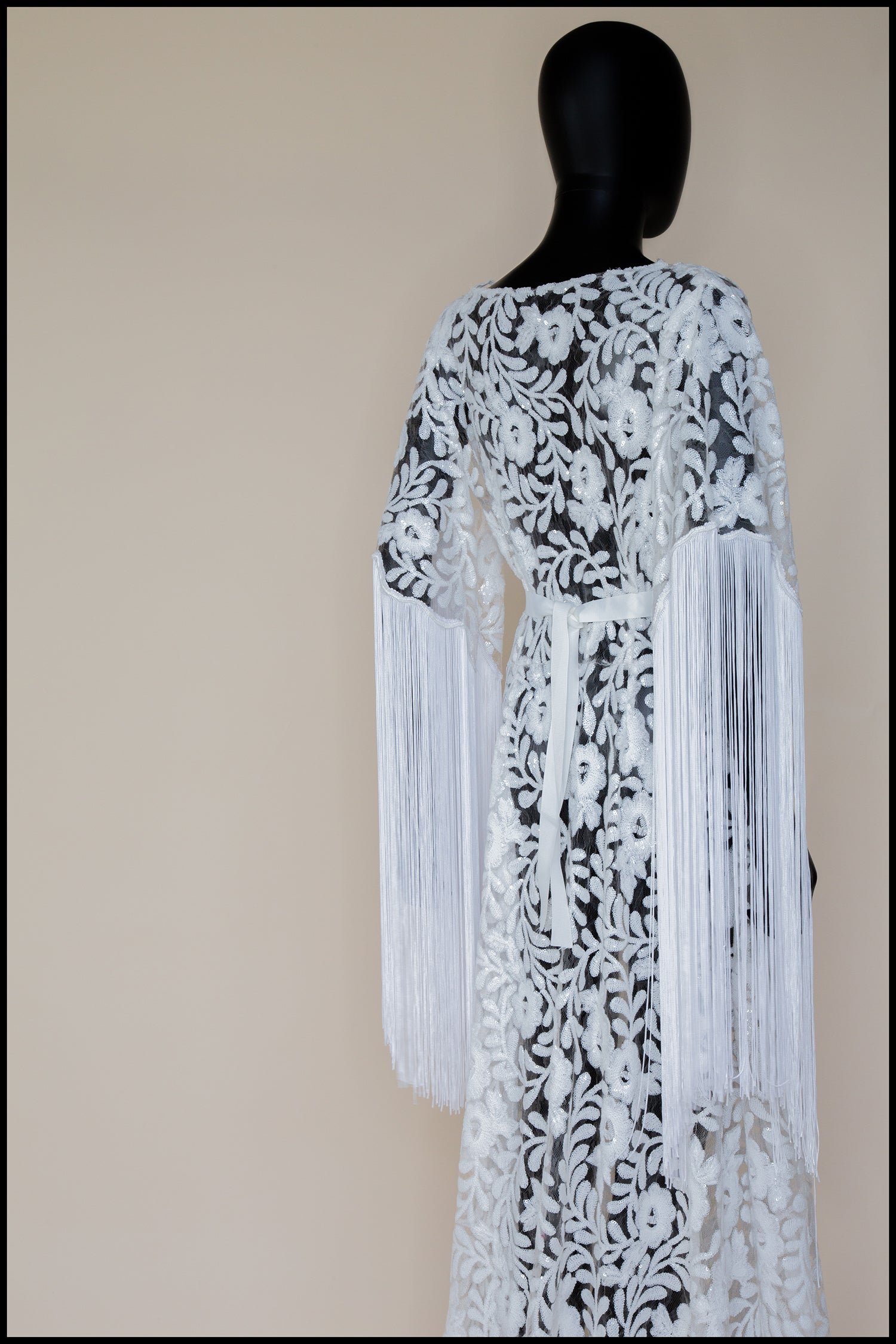 Zelda Sequin Floral Tasseled Robe Gown - S /M