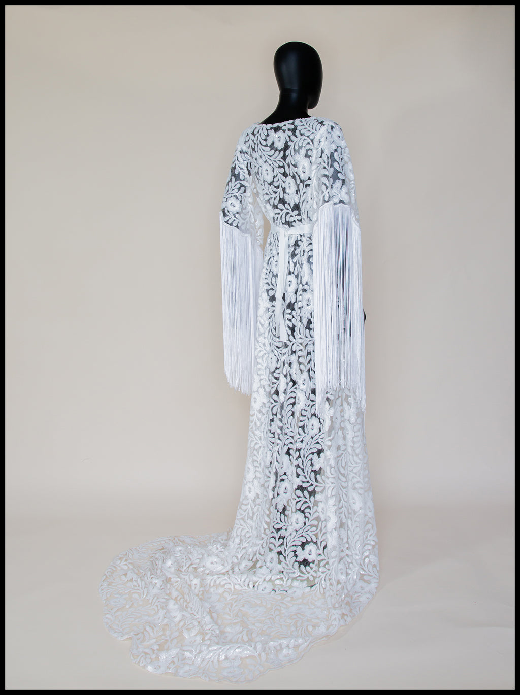 Zelda Sequin Floral Tasseled Robe Gown - S /M