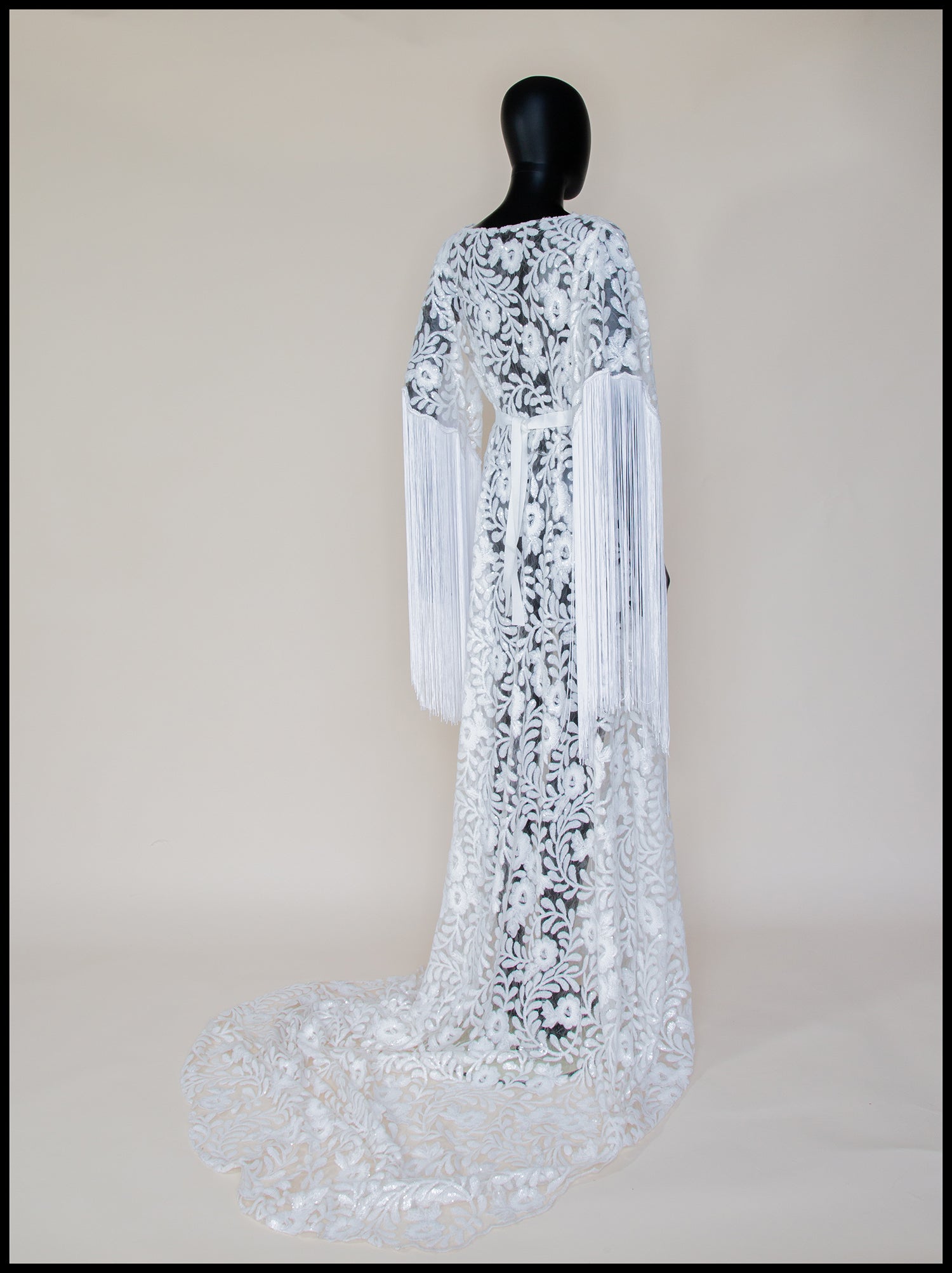 Zelda Sequin Floral Tasseled Robe Gown - S /M