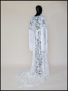 Zelda Sequin Floral Tasseled Robe Gown - S /M