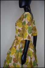 Vintage 1950s Yellow and Green Floral Dress