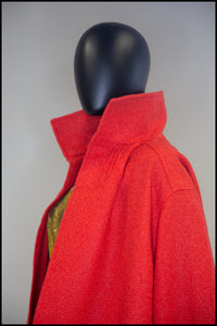 Vintage 1950s Coral Red Wool Swing Coat