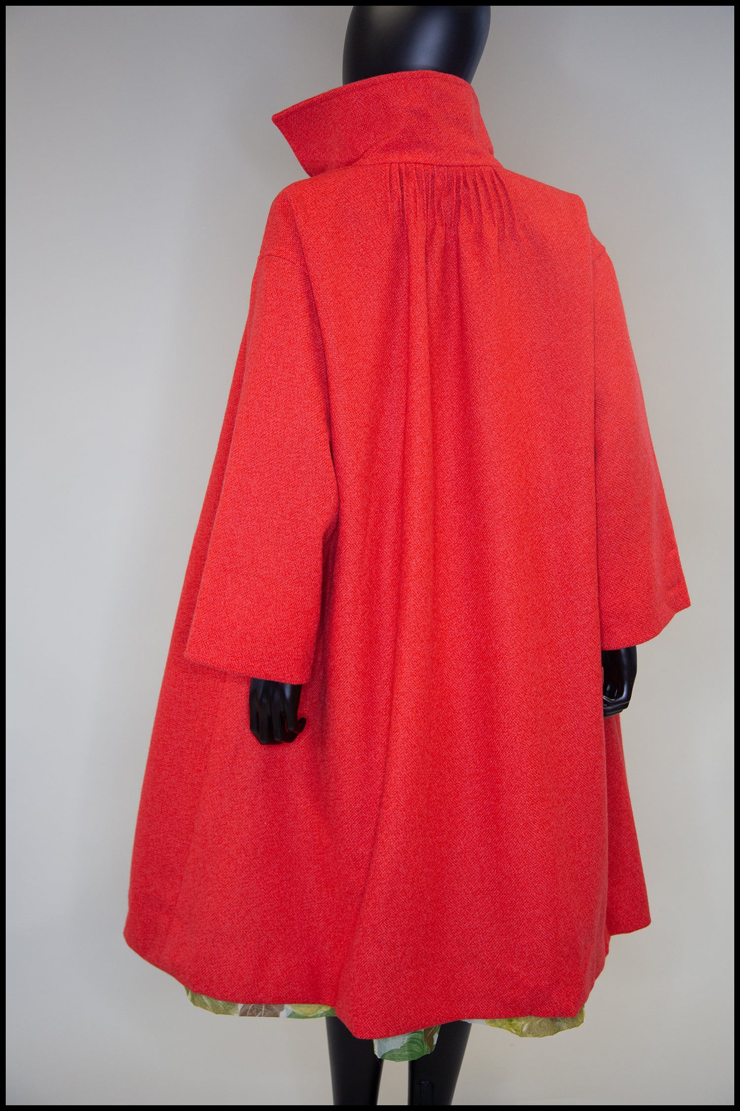 Vintage 1950s Coral Red Wool Swing Coat
