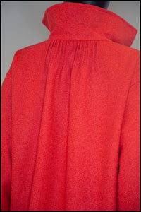 Vintage 1950s Coral Red Wool Swing Coat