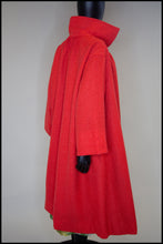 Vintage 1950s Coral Red Wool Swing Coat
