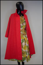 Vintage 1950s Coral Red Wool Swing Coat