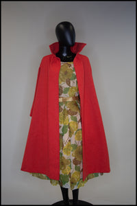 Vintage 1950s Coral Red Wool Swing Coat
