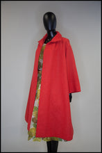 Vintage 1950s Coral Red Wool Swing Coat