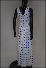 Vintage 1980s Blue Polka Dot Bias Cut Dress