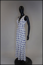 Vintage 1980s Blue Polka Dot Bias Cut Dress