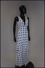 Vintage 1980s Blue Polka Dot Bias Cut Dress