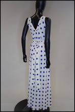 Vintage 1980s Blue Polka Dot Bias Cut Dress