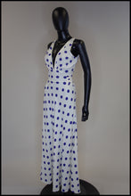 Vintage 1980s Blue Polka Dot Bias Cut Dress