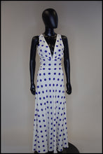 Vintage 1980s Blue Polka Dot Bias Cut Dress
