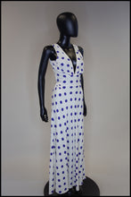 Vintage 1980s Blue Polka Dot Bias Cut Dress