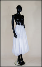 White Pleated Chiffon Full Skirt - M