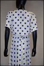 Vintage 1980s Blue Polka Dot Bias Cut Dress