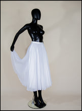White Pleated Chiffon Full Skirt - M