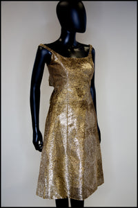 Vintage 1960s Gold Lame Cocktail Dress