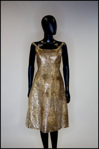 Vintage 1960s Gold Lame Cocktail Dress
