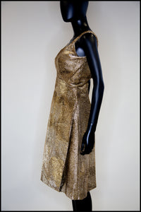 Vintage 1960s Gold Lame Cocktail Dress