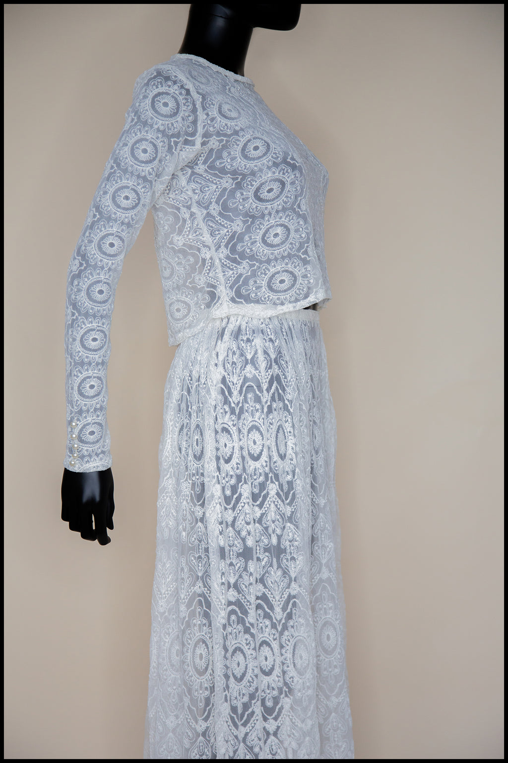 ivory embroidered lace bridal top and maxi skirt by Alexandra King