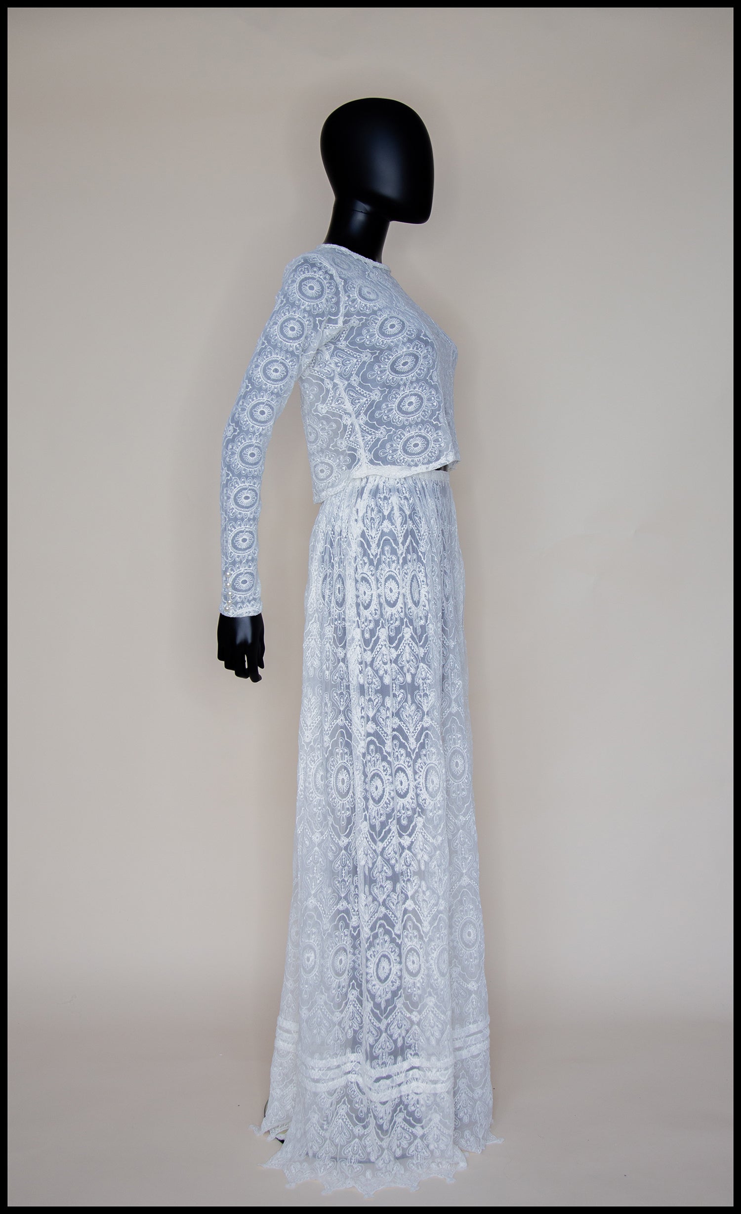 Aubrey - Cream Embroidered Lace Top and Skirt Gown Set - S ALEXANDRA-KING Aubrey - Cream Embroidered Lace Top and Skirt Gown Set - S ALEXANDRA-KING