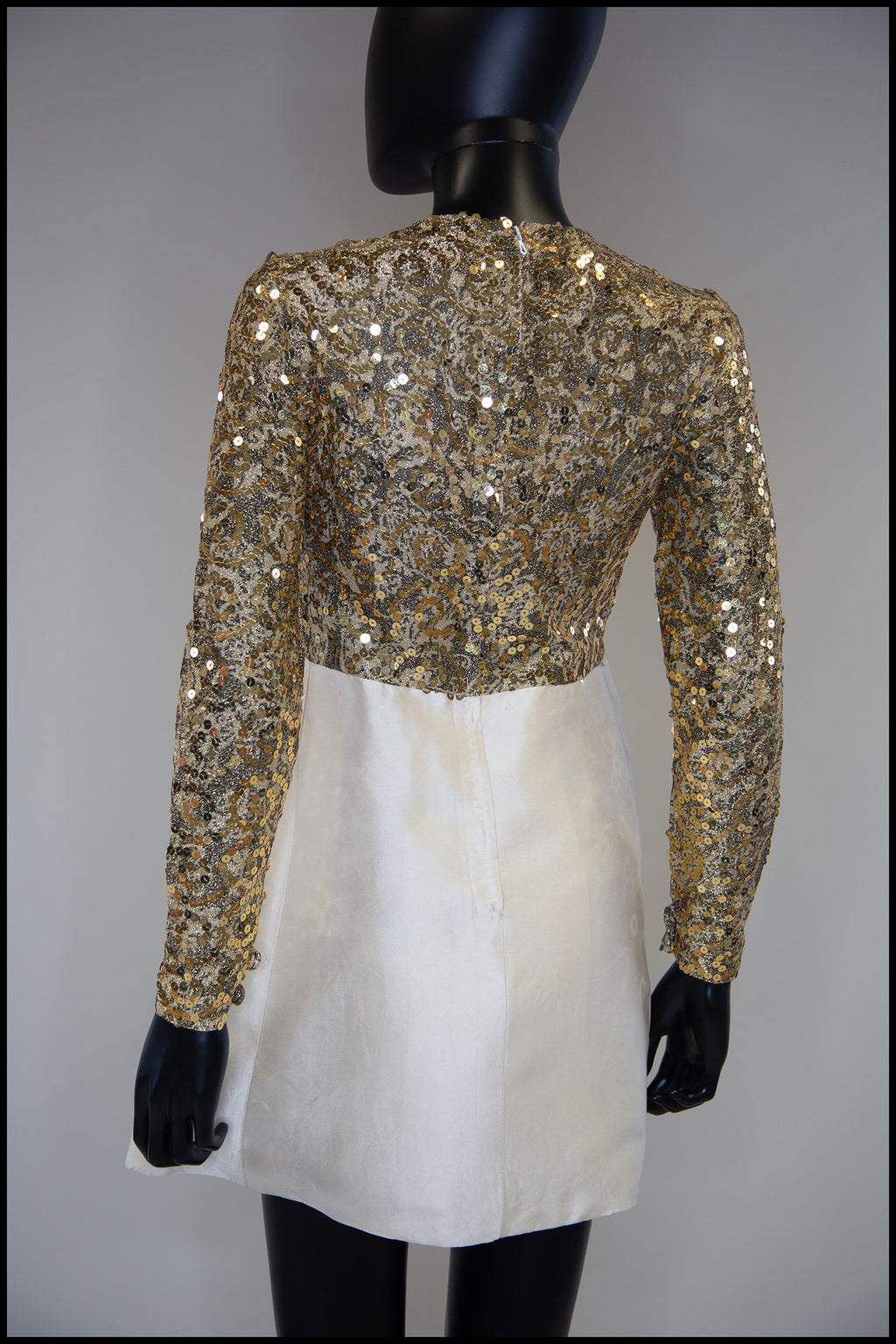 Vintage 1960s Gold Silk Sequin Mini Dress