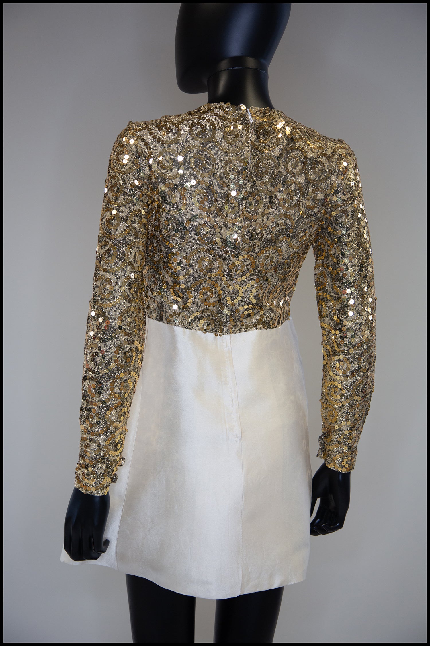 Vintage 1960s Gold Silk Sequin Mini Dress