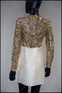 Vintage 1960s Gold Silk Sequin Mini Dress